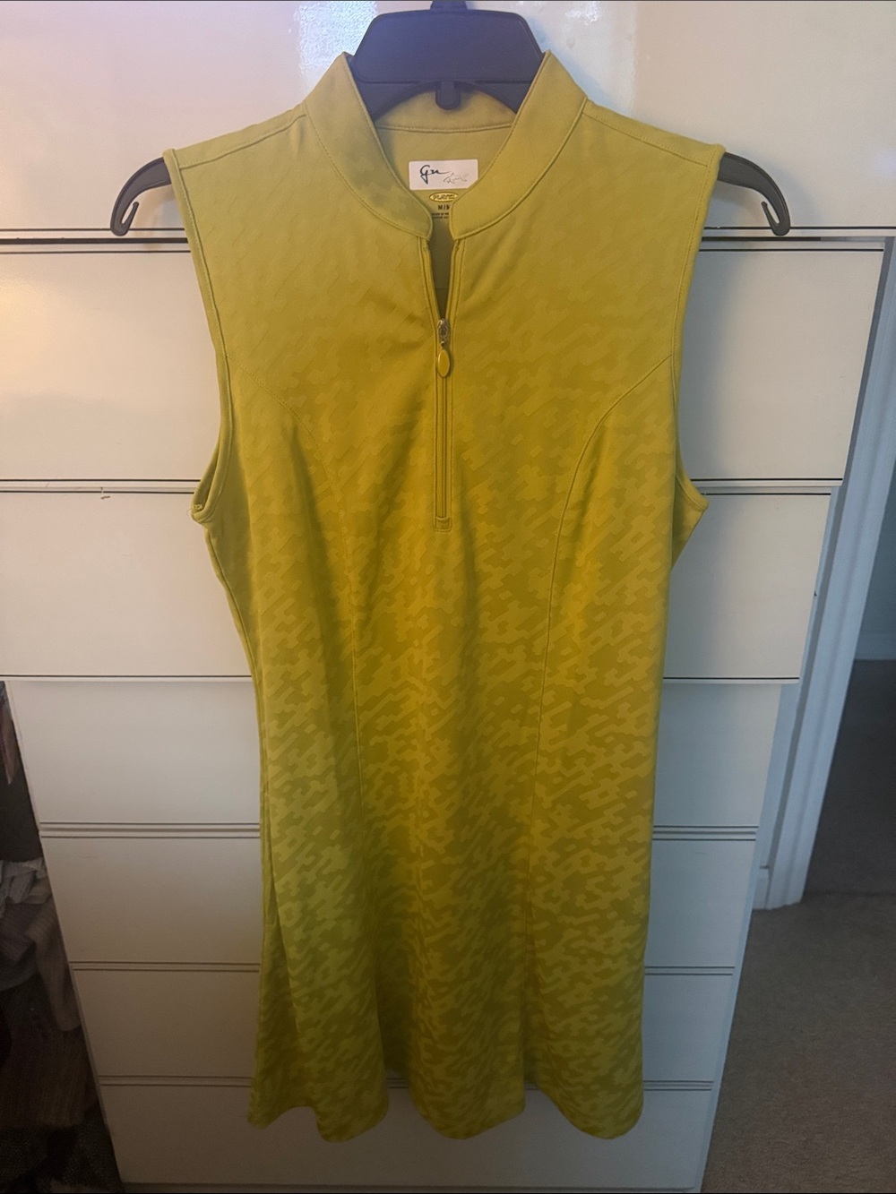 Sleeveless Zip-Front Golf Dress in Chartreuse